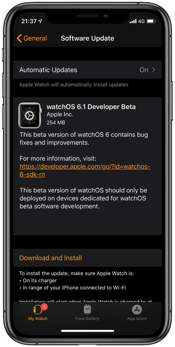 iSWUpdates's tweet photo. watchOS 6.1 Dev beta 1 (17S5054e) has been released. #watchOS #watchOS61 #Beta1 #watchOS61DevBeta1 #watchOS61Beta1 https://t.co/nZHZlYy9SK