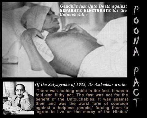 Navayan's tweet photo. Today marks 90 years of #Poona_Pact.
Babasahab Dr B R Ambedkar said
“There was nothing noble in the fast. It was a foul and filthy act. The fast was not for the benefit of the Untouchables. It was against them and was the worst form of coercion against the helpless people. https://t.co/AlKTosps3k