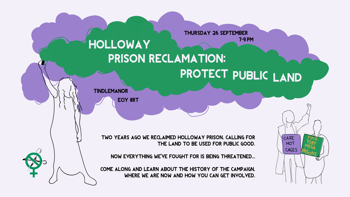 💫TOMORROW💫
Come down to learn about the fight to reclaim the former holloway prison site for public good

We'll be talking about the history of the campaign, where we are now and our collective vision for a radical + transformative future for the space

facebook.com/events/5085749…