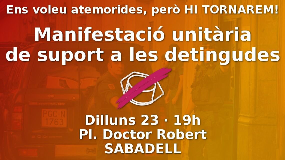 cuptordera's tweet image. Tota la nostra solidaritat cap a les 9 independentistes injustament detingudes avui! 
#NiUnPasEnrere