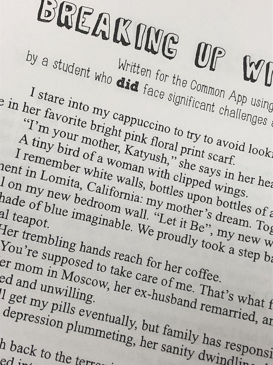 SammiKateP's tweet image. “A tiny bird of a woman with clipped wings.” Discussing the power and weight of our words today in regards to the narrative structure. #shareyourstory #commonappprompts #650words #studentvoice