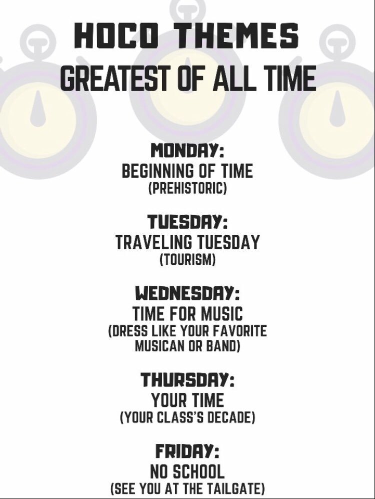 Don’t forget Homecoming Week Oct. 7-11!