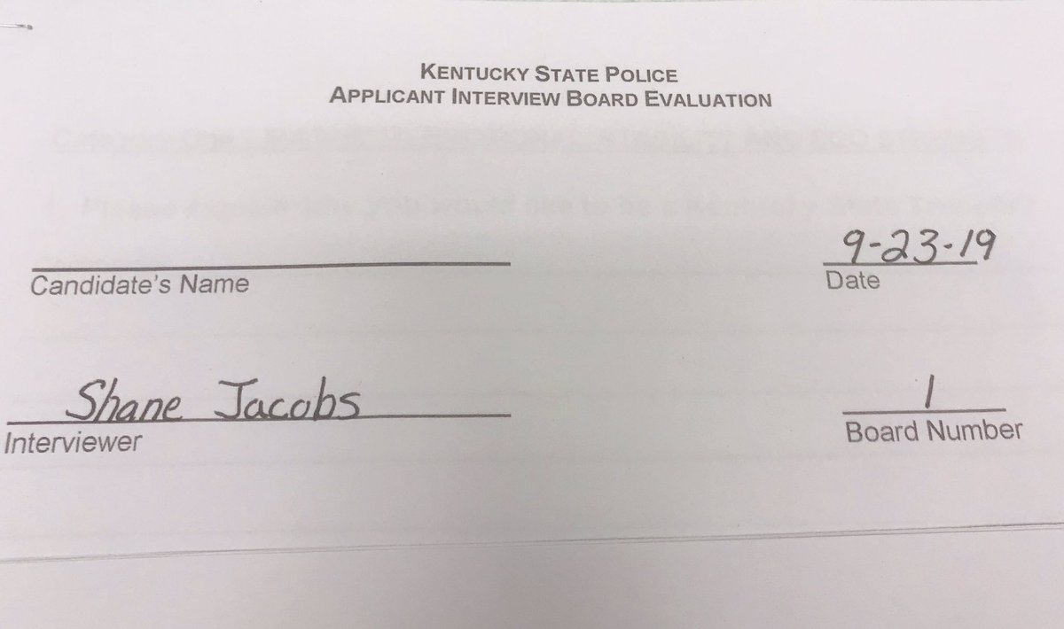 TprJacobs's tweet image. Today we are at KSP Post 13 Hazard conducting interview board evaluations for new applicants. 

Do you have what it takes to be a Trooper with @kystatepolice? 

#KentuckyStatePolice
#Class100