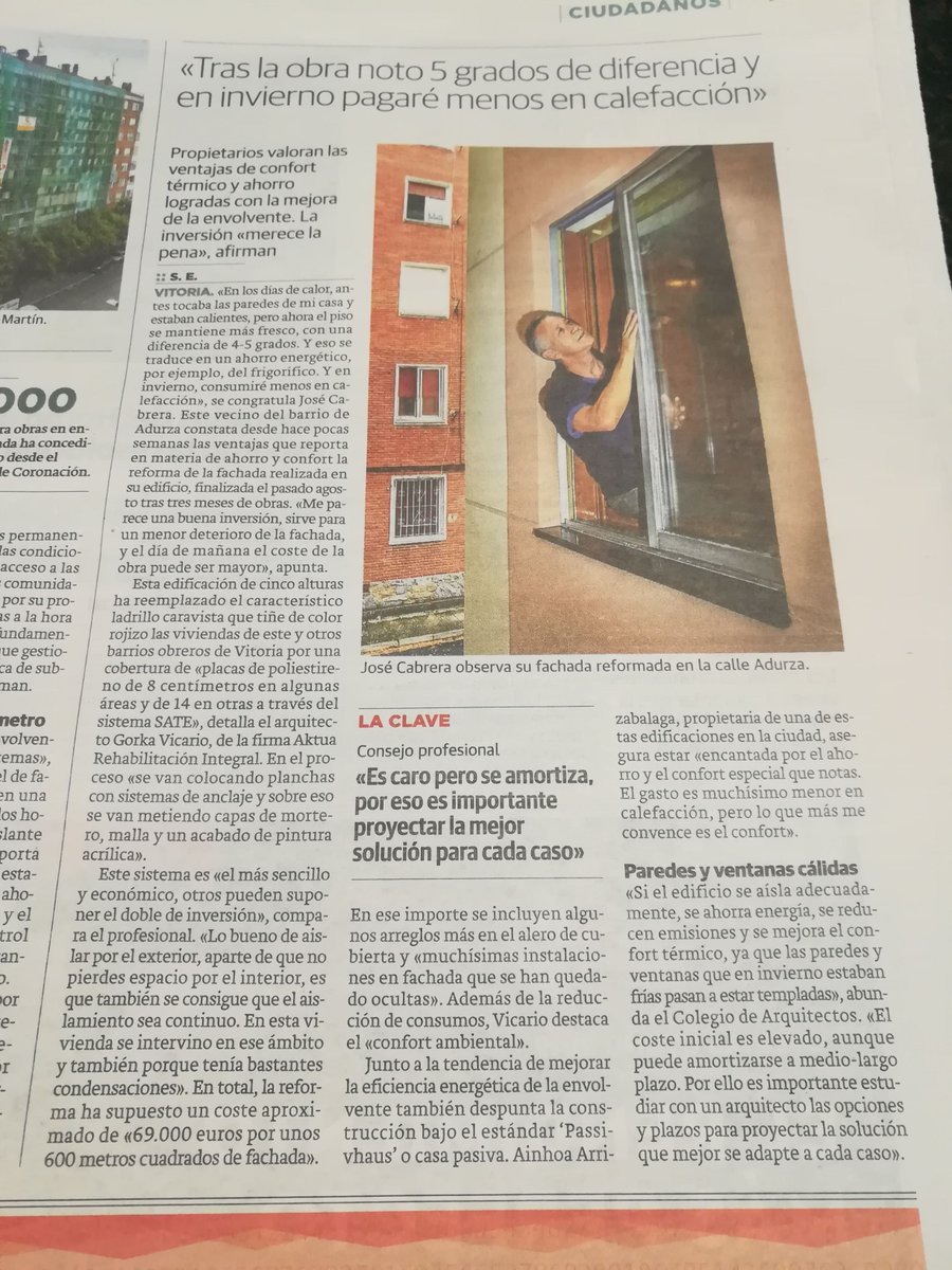 #Aktua | Hoy, nuestro compañero Gorka Vicario, habla en el diario El Correo sobre el proceso de reforma de un edificio en Adurza #EficienciaEnergética
#Arquitectura
