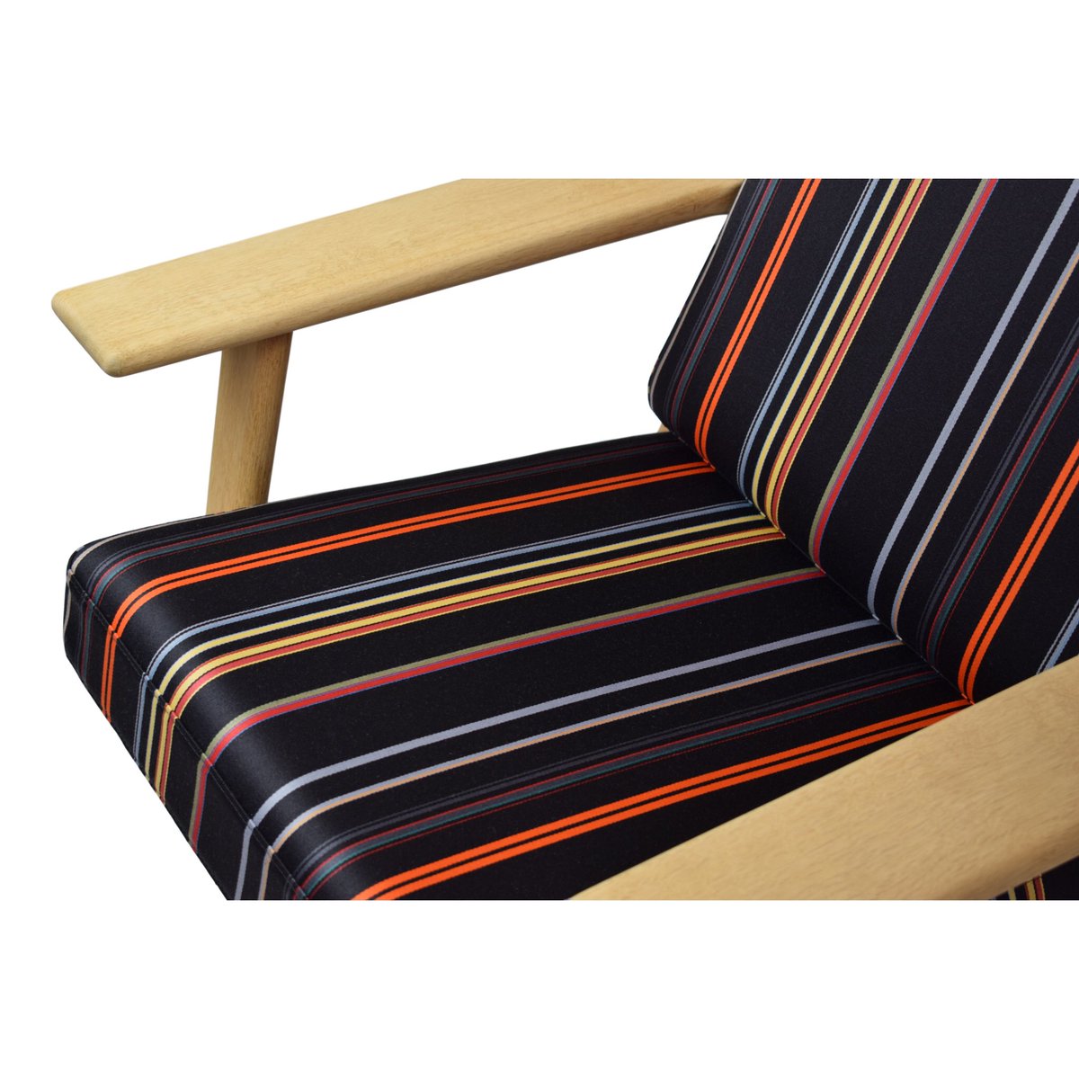 webbsmidcentury's tweet photo. NEW LISTING: Cushions for the Hans Wegner GE-290, GE-290A, and GE-240 lounge chairs with multi colored Stripes fabric by Paul Smith https://t.co/NtL13DXkac