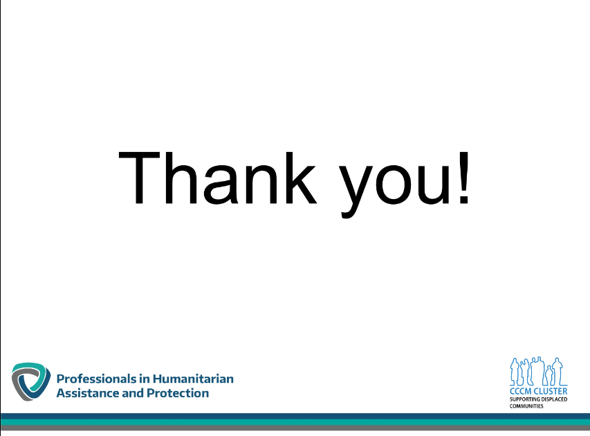 PHAPassociation's tweet photo. PHAP &amp; @CCCMCluster would like to thank all our participants and guest speakers who took part in today's webinar. Recording of this session will be available soon at: https://t.co/Eejkne8zhV  #CMStandards #refugees #IDPs https://t.co/SocOToLqey