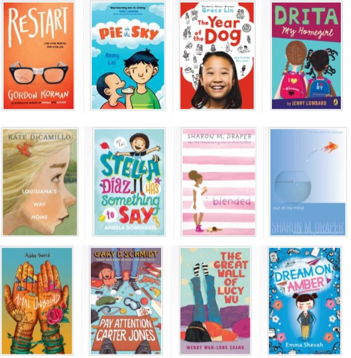 4-5 students are exploring realistic fiction books in the library. Use the HMS library catalog to find great realistic fiction books, along with many other exciting fiction genres.  tinyurl.com/y4b2po5u <a href="/HighMeadowsGA/">High Meadows School</a>