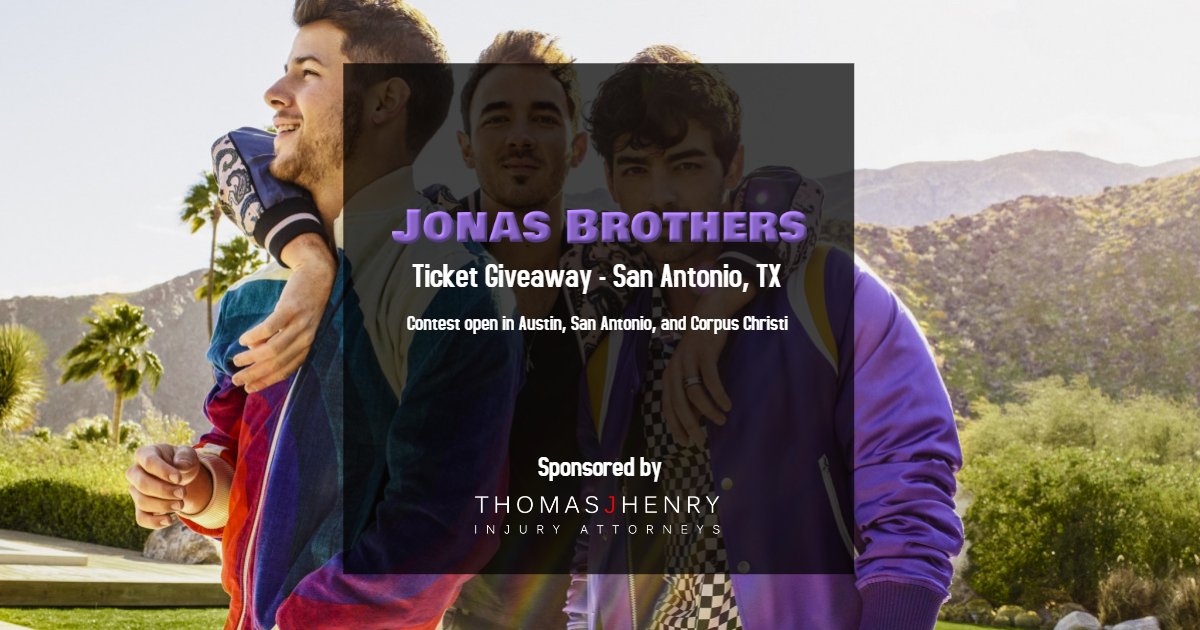 thomasjhenrylaw's tweet photo. Enter now for your chance to win a pair of tickets to see the Jonas Brothers on Friday, September 27th in San Antonio!

Here's how to enter:
- FOLLOW us
- LIKE &amp; RT this post
- TAG a friend in the comments

For additional entries, you can enter through our FB and IG. https://t.co/cr9qIWsLVg