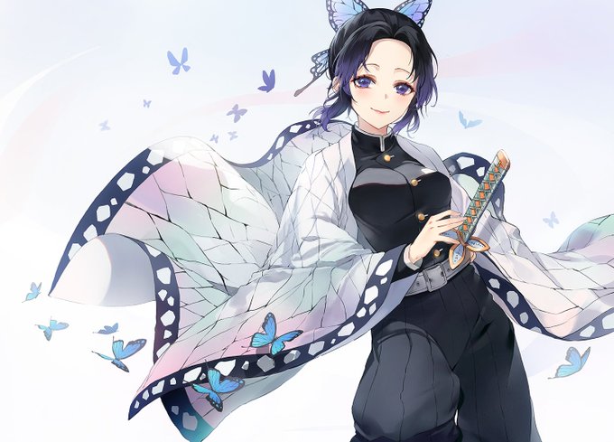 EMyo/えみょさんがTwitterに投稿した胡蝶しのぶ(鬼滅の刃)のイラスト。