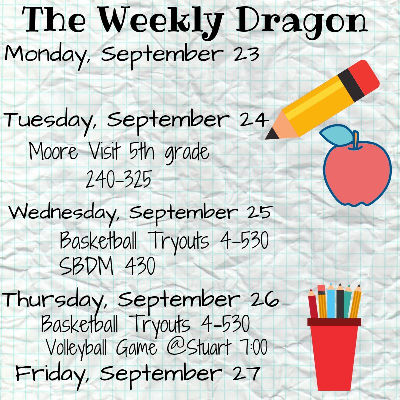 warrenpartyof5's tweet photo. The weekly dragon! @DixieDragons082 @DixiePrincipal https://t.co/W99M1BJoUS