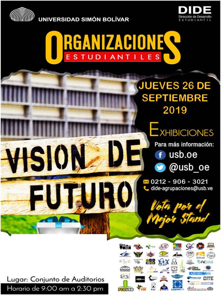 USB_OE's tweet photo. Este 26 de Septiembre será la Exhibición de las Organizaciones Estudiantiles, en el conjunto de Auditorios, te esperamos https://t.co/4SUa8a8ciO