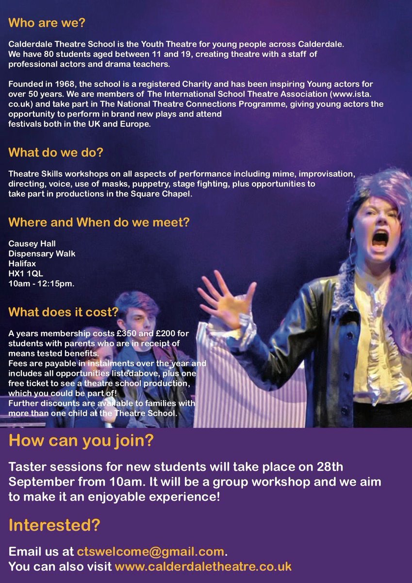 Interested in joining a youth theatre? Contact ctswelcome@gmail@com #calderdale #youththeatre <a href="/HXCourier/">Halifax Courier</a> @squarechapel <a href="/TheBeaconHx/">The Beacon Halifax</a>