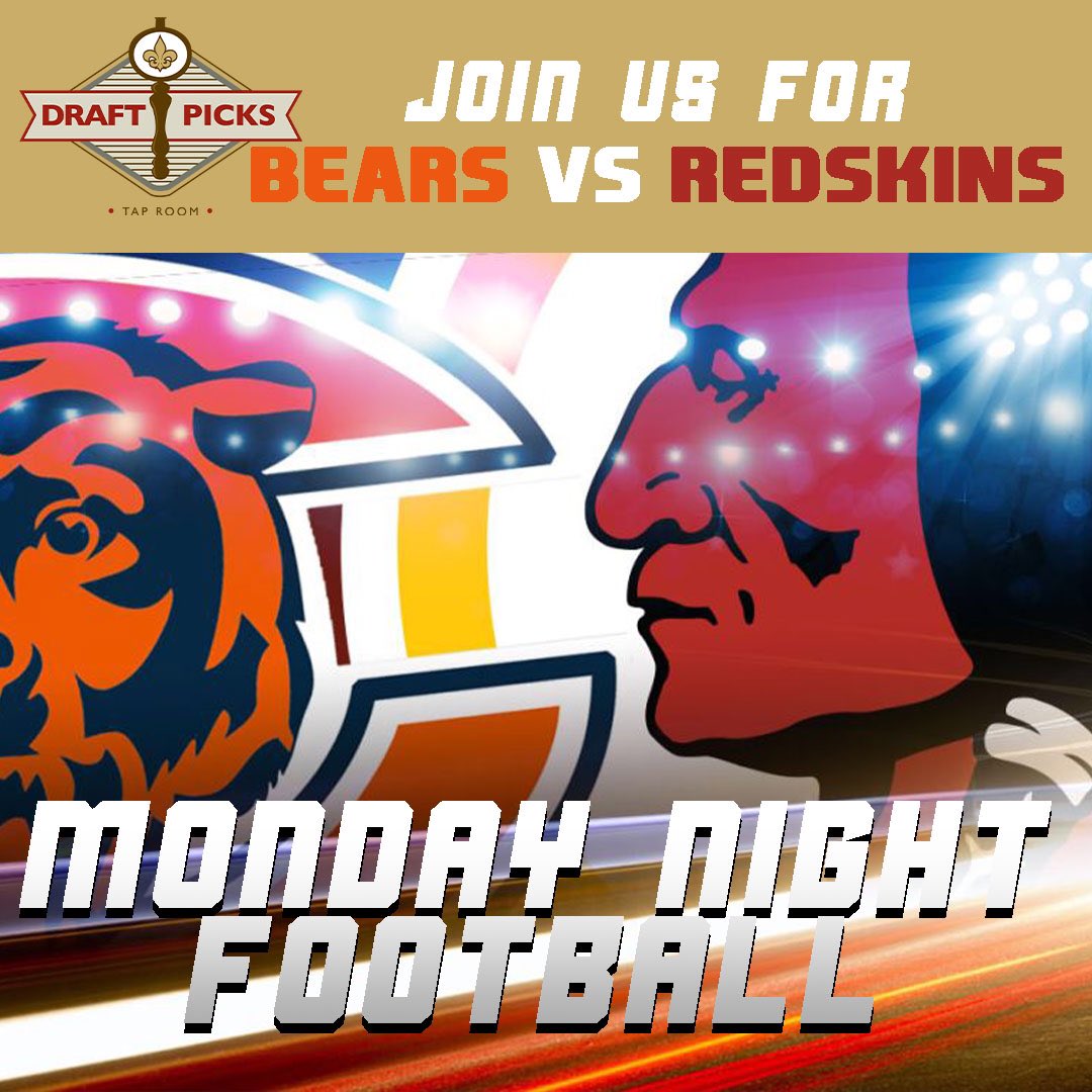 Join us for Bears vs Redskins on Monday Night Football! #draftpicks #MondayNightFootball