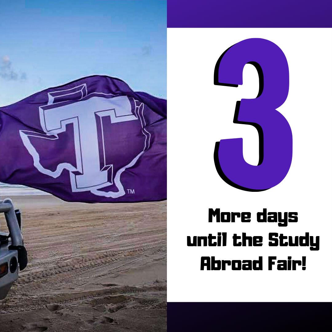 tarletonabroad's tweet photo. We are less than a week away from our Study Abroad Fair. Come learn more about the programs we have to offer, how to pay for them, and win some awesome prizes! We can't wait to see you there! #tarletonabroad#tarleton20 #tarleton22 #tarleton23 #tarleton21 #tarletonstateuniversity https://t.co/SDlKf44S8Q
