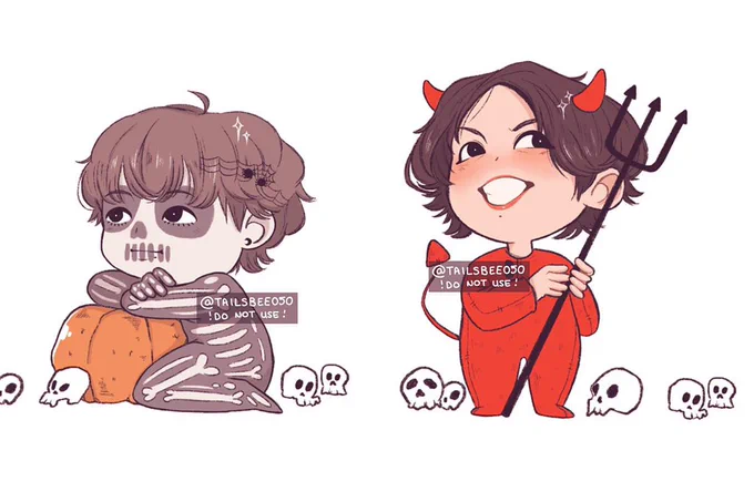Finished the Halloween-themed bangtan sticker designs 🕸🦇🎃🕷😈👻💀 

#bts #btsfanart 