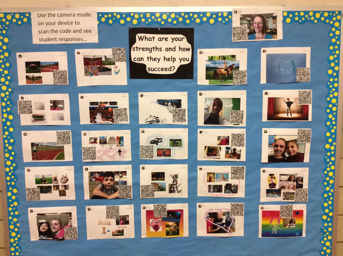 My first interactive bulletin board!  The concept of helping students identify and capitalize on their strengths was inspired by the book, #InnovateInsidetheBox by @gcouros and @KatieNovakUDL. We are empowering our students and teachers @FloRoElem @CallahanLuke