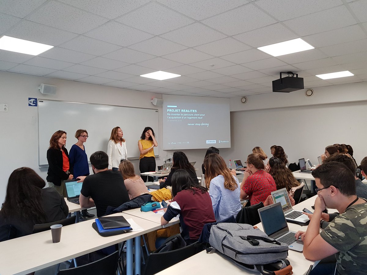 audencia's tweet photo. #intelligencedesterritoires - Lancement aujourd'hui d'1 projet fil rouge avec les étudiants d'@audencia du @AudenciaDigital et @Audencia_MS_MDC
sur l'amélioration du parcours-client pour @realites. Restitution en décembre. #hub5 https://t.co/SBYM1FTXoG