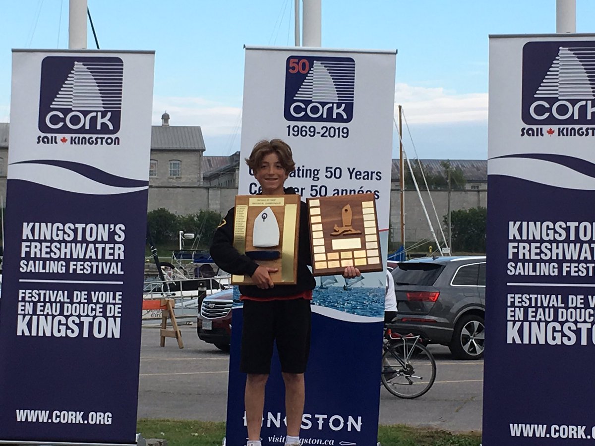CORKKingston's tweet photo. The final Optimist awards were presented by the Canadian Optimist Dinghy Association.
Congratulations to Thomas Desrochers representing Port Credit Yacht Club the 2019 winner of both the Ontario Provincial title & the Ontario Trillium trophy!
.
.
.
#CORK50 #CORKKingston https://t.co/VbB79s6SeK