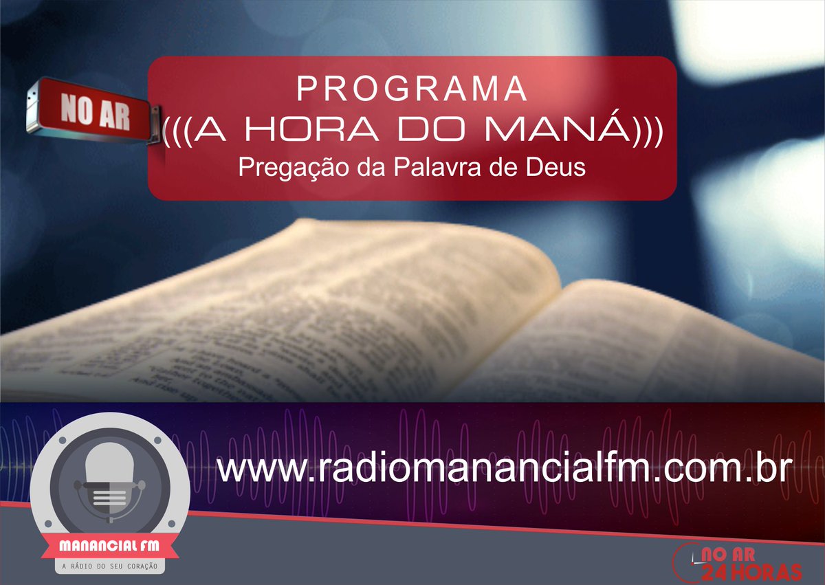 manancialfm's tweet photo. A HORA DO MANÁ

Agora você acompanha o programa “A Hora do Maná” (DE SEGUNDA A SEXTA A PARTIR DAS 12hs) – Ouça e seja abençoado pela pregação da Palavra de Deus  –  https://t.co/wDYFGEeNe6

Baixe o nosso aplicativo:
https://t.co/zIrHwa9o6A https://t.co/FCYdQ0jE8U