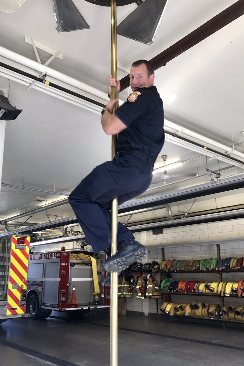 This morning <a href="/SarniaFire/">Sarnia Fire Rescue</a> hosted another group from <a href="/CL_Sarnia/">Community Living Sarnia-Lambton</a>. Our guests were very excited to visit the fire station. Here firefighter Raine assists in spraying the fire hose and Captain Wells demonstrates how firefighters slide down the fire pole. Thanks for visiting.