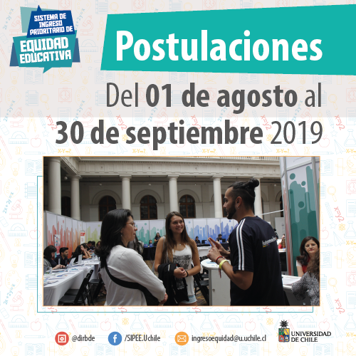uchile's tweet photo. Queda UNA SEMANA para el cierre de las postulaciones al #SIPEE, otra oportunidad de entrar a la U. de Chile siendo estudiante de excelencia que hiciste los 4 años de enseñanza media en un establecimiento de educ. municipal o admin. delegada. Toda la info:
https://t.co/KArUbE4NIZ https://t.co/n8kEwmVl5a