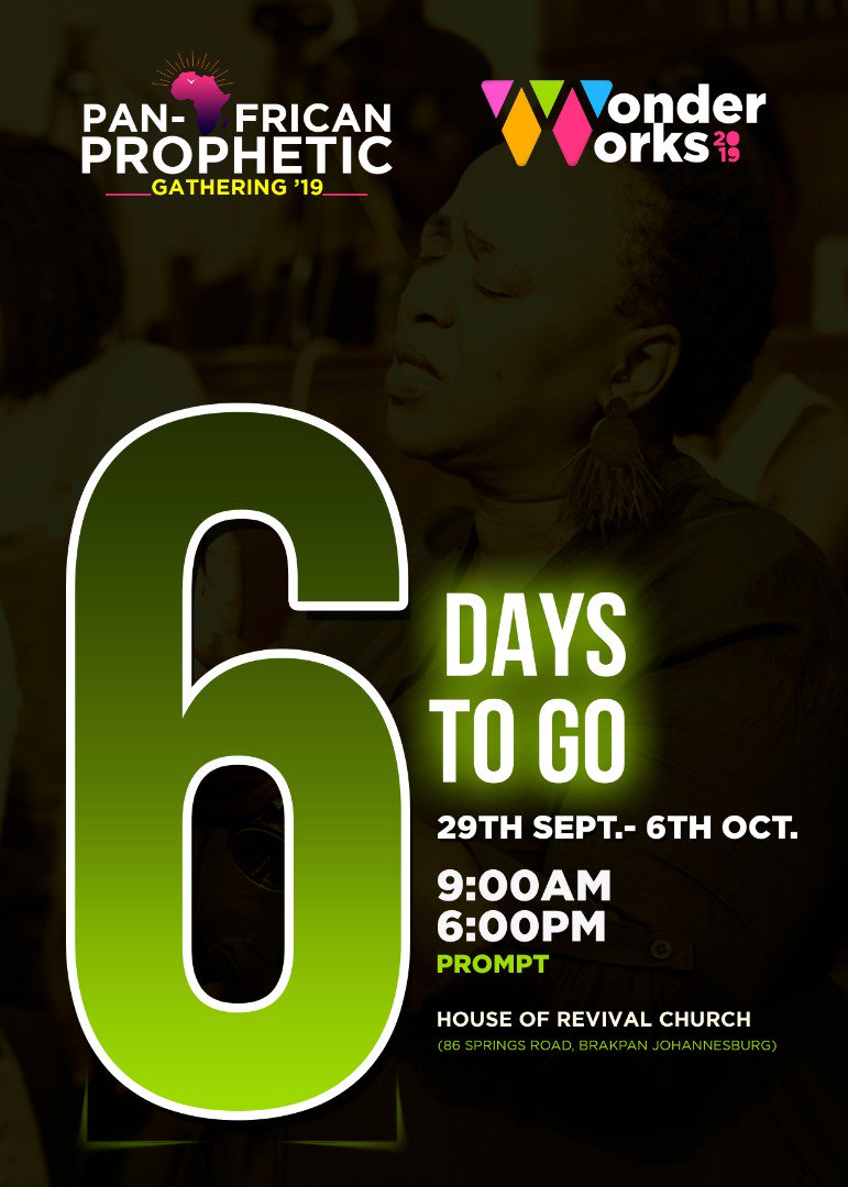 Krim_Achimota's tweet photo. It’s the PAN AFRICAN PROPHETIC GATHERING CONFERENCE 2019🥳🇿🇦
Connect with father, Rev. Paul Amoako in this conference. The wonder working power of God will be present.
#WonderWorks2019 #PAPGC #HouseOfRevivalChurch #SouthAfrica #Johannesburg #GodOfWonders https://t.co/KgcGbcWZE2