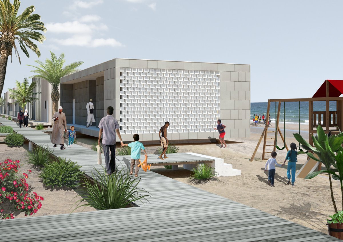 We have recently been working on a series of projects to instigate economic vitality at the historic port city of Berbera by introducing light  interventions along the waterfront. These include a cafe, public toilets and showers and beachside cabins #berbera #Somaliland