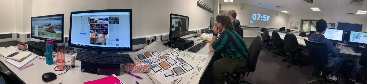 TheCursedCoders's tweet photo. A busy day for the Cursed Coders - making prototypes, storyboards and coding. #Teamwork #Computing4wc https://t.co/E4tEVytesg