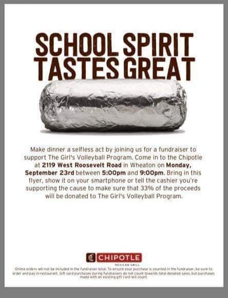 wego_vball's tweet image. Don't forget to head over to Chipotle tonight to help support the WEGO volleyball program! Don't forget to show them the flyer, or tell them you are there to support girls volleyball!!!!
