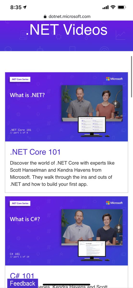 shanselman's tweet image. Surprise! A full series of C#, @dotnet and @aspnet 101 tutorials for newbies! Over 80 free YouTube videos! dot.net/videos GO GO GO!
