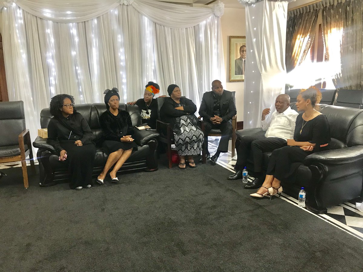 We visited Mama Grace Mugabe in Harare, Zimbabwe today to offer our condolences and to personally thank her for looking after President Robert Mugabe until the last minute. We viewed the body of the true Pan Africanist. #Gushungu #EFFAtBlueRoof