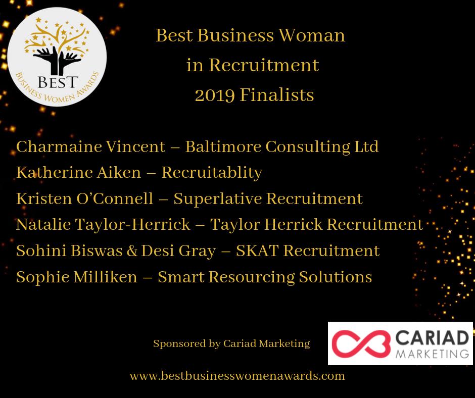 bbwomenawards's tweet photo. Congratulations to our 'Best Business Women in Recruitment' award category finalists: @BaltimoreRec @RecruitAbility @Superlative_Rec @TaylorHerrickRC @Skat_Limited @SRS_Sophie

Lets celebrate on 11th October!

Award sponsored by @CariadMarketing https://t.co/6knFpUl3nn