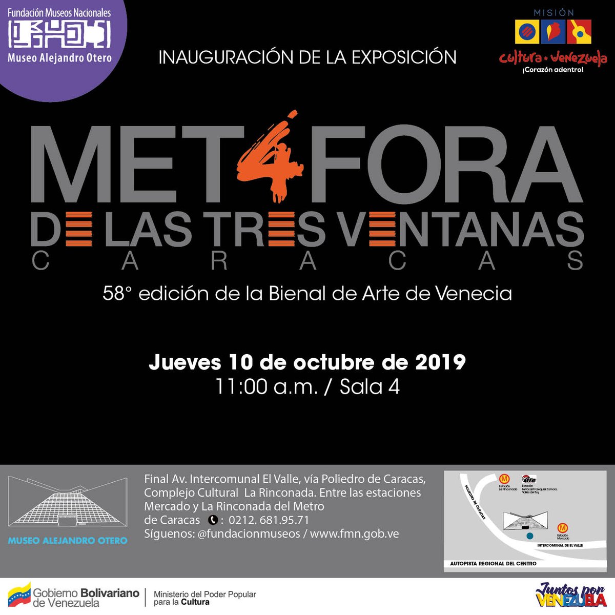 minculturave's tweet image. #Atención 🗣️ | La muestra venezolana que tuvo participación en la 58° edición de la Bienal de Arte de Venecia: &quot;Metáfora de las tres ventanas&quot;, será presentada este jueves #10Oct a las 4:00 pm en la sala 4 del Museo Alejandro Otero.  ¡Imperdible!
#07Oct