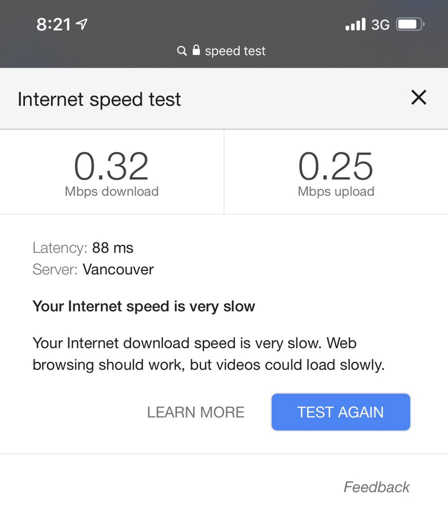 frozen_cellmate's tweet image. Doesn’t look like 3G speeds to me @GCIAK. The worst part is that when we open trouble tickets we get multiple “reasons” depending on who we speak with but never solutions. 

#cellservice #3G #cellulardata #gci #gciak #5G #needcompetition