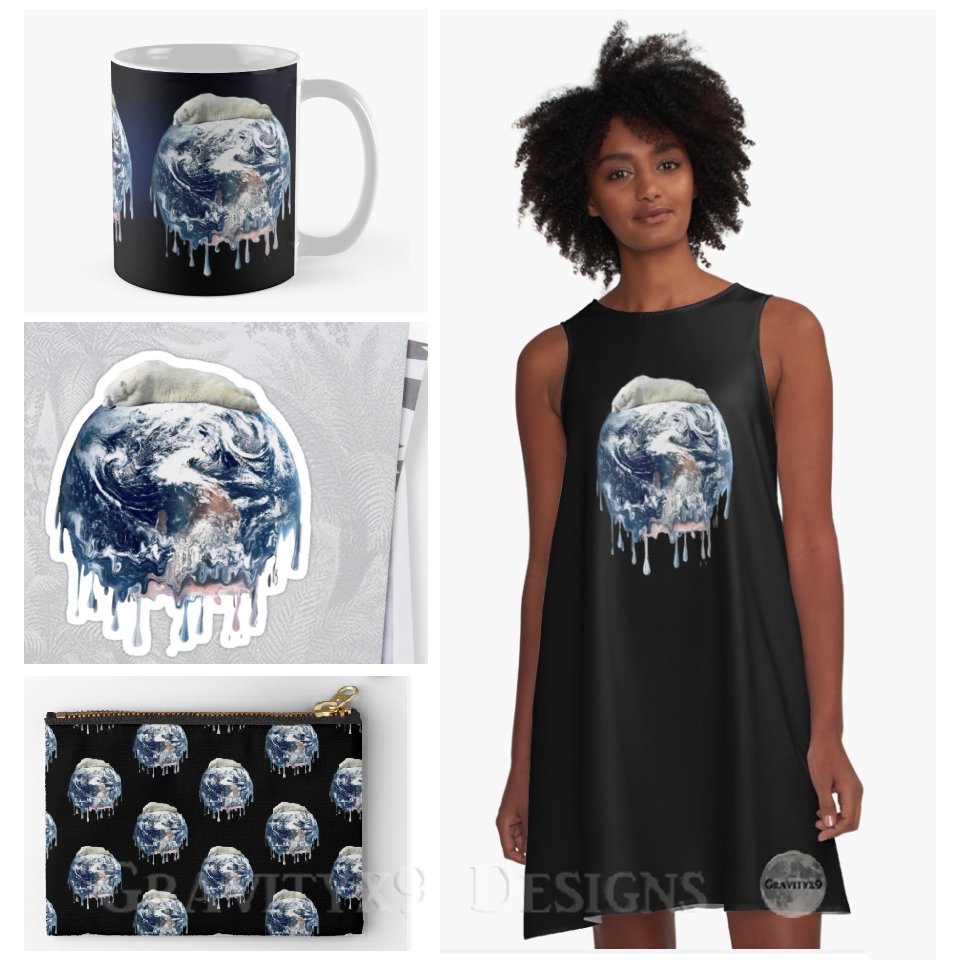 gravityx9's tweet photo. * Today we’re donating $1 of each sale to support climate initiatives. * Bear Hug design by #Gravityx9 at @Redbubble * #climateactionRB » A polar bear gives a big hug to the melting Earth. * https://t.co/S6jkxHMRmy https://t.co/iFHLroTpRf