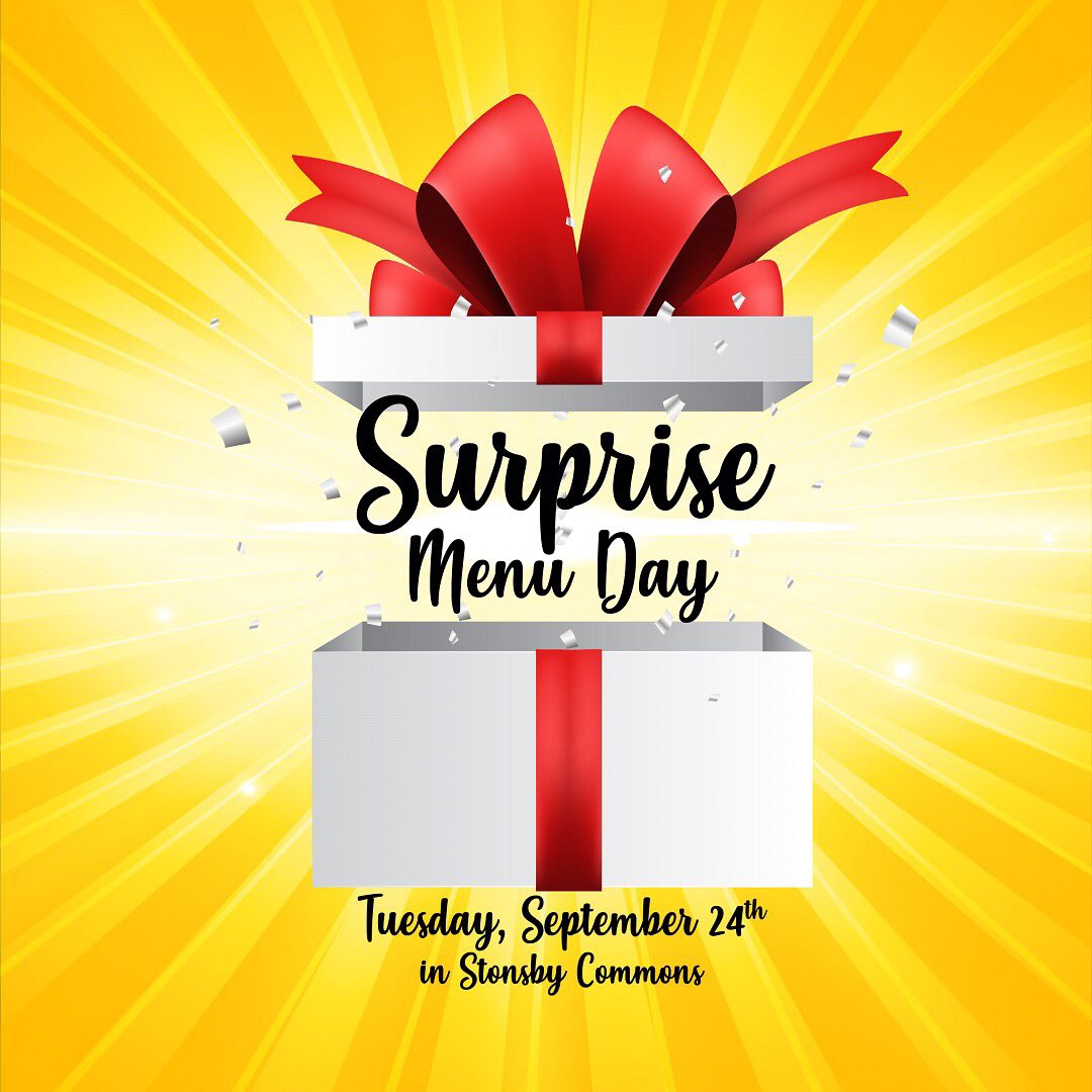 RUNewarkDining's tweet photo. Who’s ready for the surprise!? Come by Stonsby Tomorrow during lunch! https://t.co/KJ17ZYZGrV