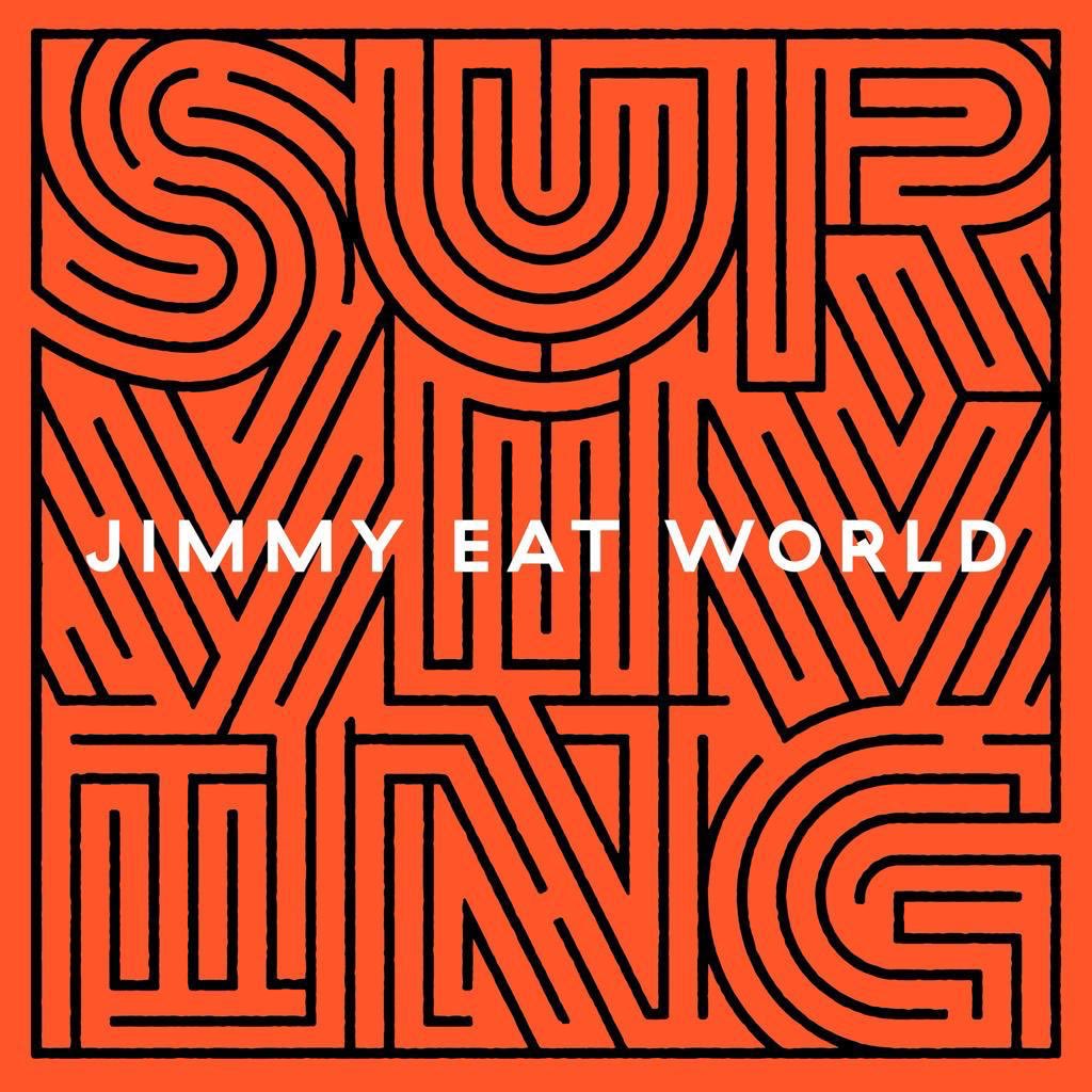 Elmostay's tweet image. @jimmyeatworld even the artwork is killin’ it. Strong Typographic work. Even cleaned up the band logotype. Lush. #designerwins #typography #10thstudioalbum #jimmyeatworld