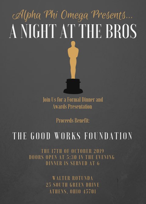 Time to get excited for our fall semester Charity event!!! Invite your friend, spread the word to other organizations. $10 a ticket for an evening with dinner, entertainment, and awards! All proceeds go to The Good Works Foundation ✨