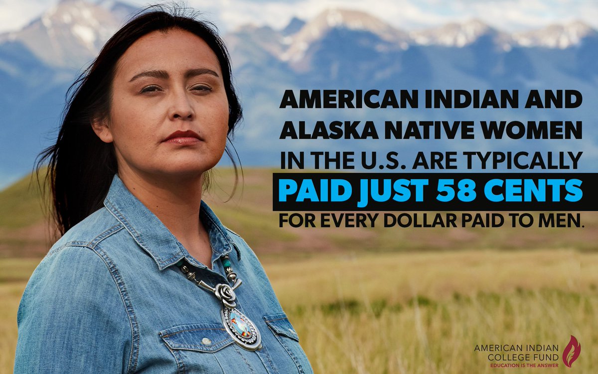 collegefund's tweet image. Native women typically have to earn a Master’s degree to be paid more than men with just an Associate’s degree! It's time to take a stand &amp;amp; speak against this pay disparity! bit.ly/2l4eYJO #EducationIsTheAnswer #StandWithNativeStudents #NativeWomensEqualPay #DemandMore