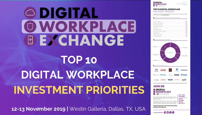 infomgmttoday's tweet photo. A staggering 84% of #digitalworkplace leaders are looking to invest in #AI or #ML within the next year or so? And 63% are looking to also invest in Collaboration Tools. View it here: https://t.co/4adbVqcwWy 
And join them in Dallas for the #DWExchange: https://t.co/HeUeTtLSB7 https://t.co/QT31Qm1aOq