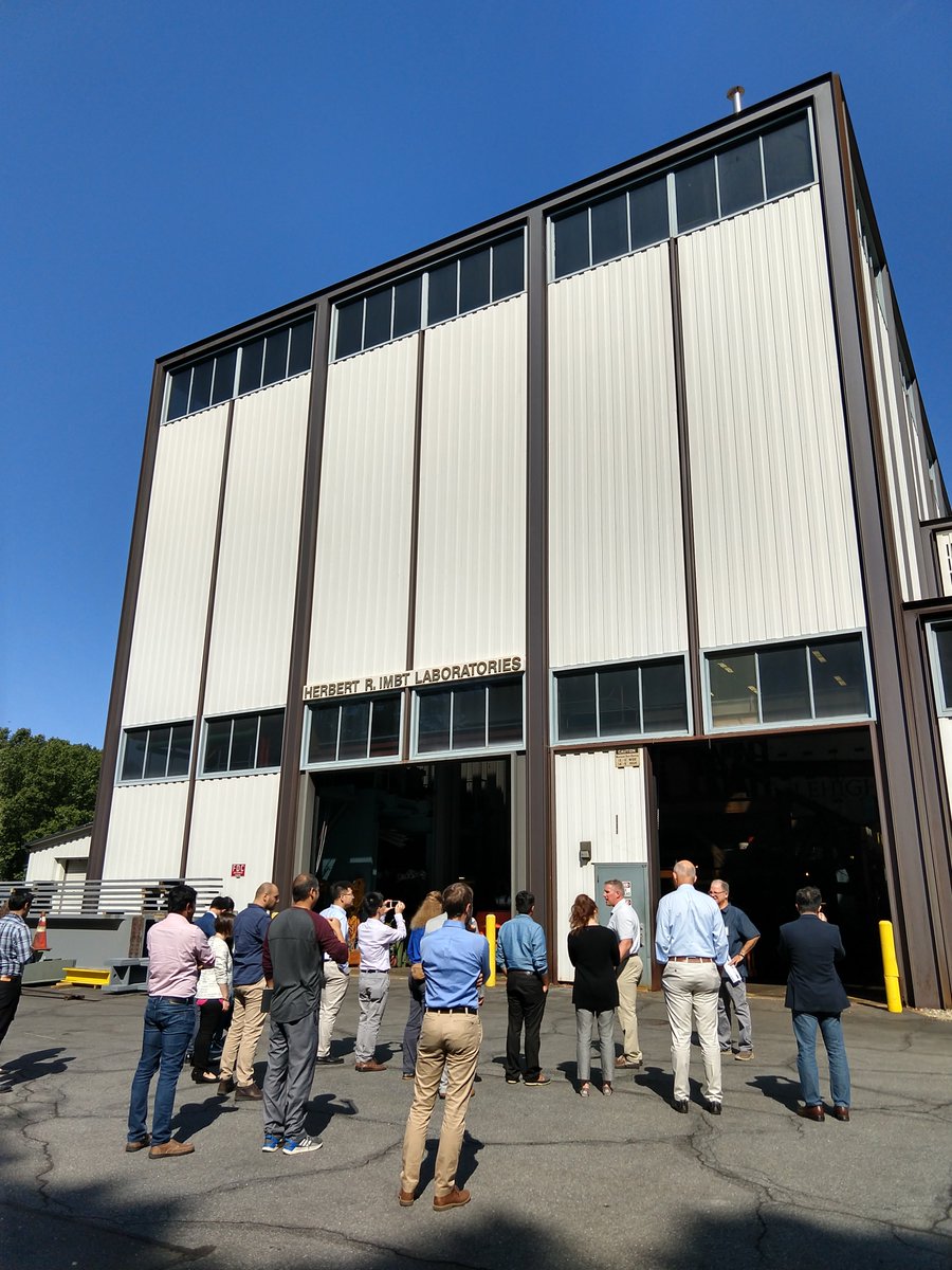 LehighCPIE's tweet image. The @NHERIDesignSafe Lehigh Research Workshop participants stopped by ATLSS for a tour before lunch. #advancedsimulation #naturalhazards #engineering #safetyfirst