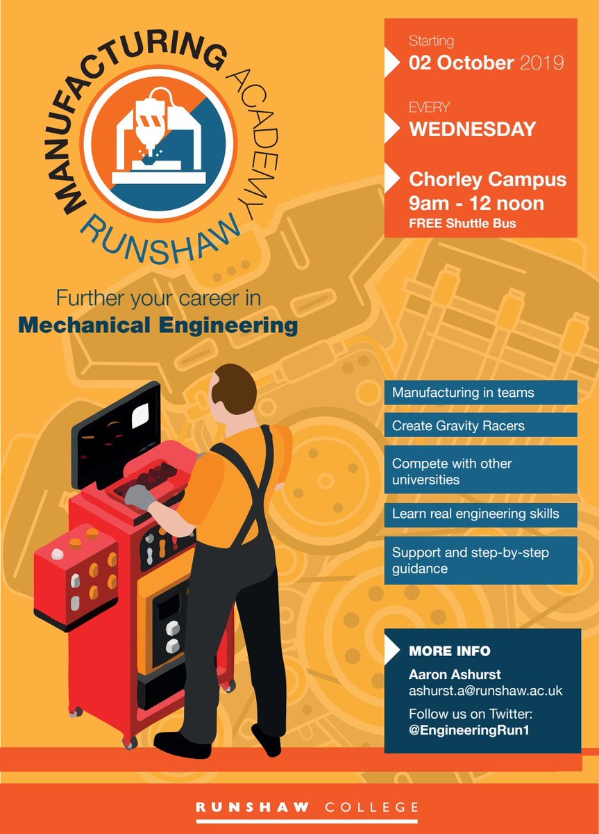 EngineeringRun1's tweet image. @RunshawCollege Our Two Exciting Engineering Academies. Starting Wednesday 2nd October 2019. #ArchitectureAcademy &amp;amp; #ManufacturingAcademy #Engineering #RunshawCollege