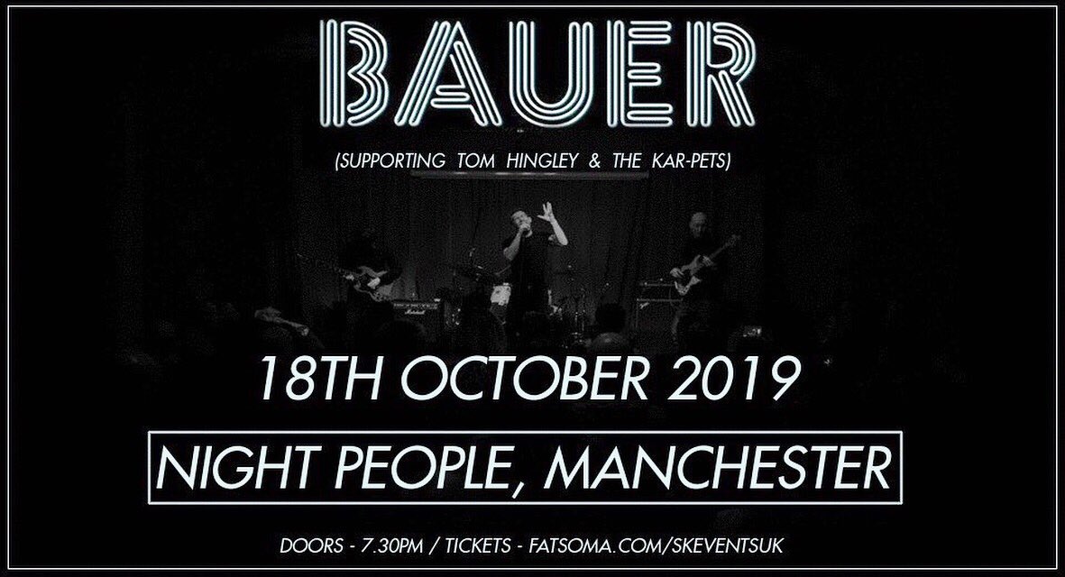 BAUER (@bauermusic_) on Twitter photo Catch us live in Manchester next month for our first hometown show in over a year! We will be opening for the legendary Tom Hingley who will be playing a set of Inspirals greatest hits with his band <a href="/TheKarpets/">The Kar-Pets</a> - Tickets available via - Fatsoma.com/skeventsuk <a href="/nightpeoplemcr/">Night People & The Twisted Wheel</a> Catch us live in Manchester next month for our first hometown show in over a year! We will be opening for the legendary Tom Hingley who will be playing a set of Inspirals greatest hits with his band <a href="/TheKarpets/">The Kar-Pets</a> - Tickets available via - Fatsoma.com/skeventsuk <a href="/nightpeoplemcr/">Night People & The Twisted Wheel</a>