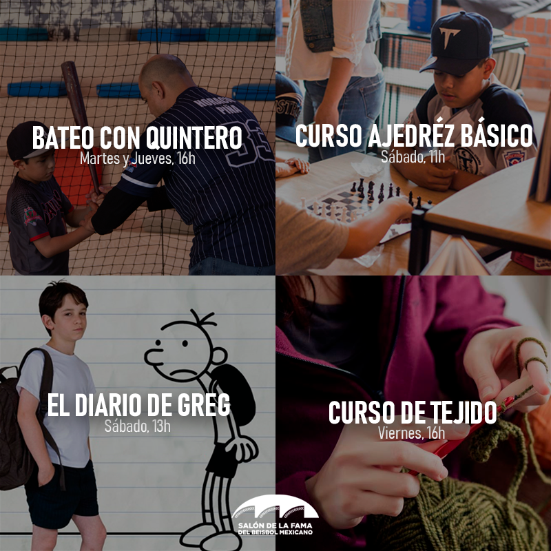 SDFBeisbolMx's tweet photo. ¡Cada día hay algo qué hacer!🤩👇🏼

🗓Martes 24 y Jueves 26: #BateoConQuintero🔥
⏰16:00
🗓Martes 24: Cuenta Cuentos📚
⏰16:00
🗓Viernes 27: Curso de Tejido🧶
⏰16:00
🗓Sábado 28: Curso básico de Ajedréz♟
⏰11:00
🗓Sábado 28: El diario de Greg🎬🍿
⏰13:00

¡Te esperamos!😁✨ https://t.co/ipdP6mffZP
