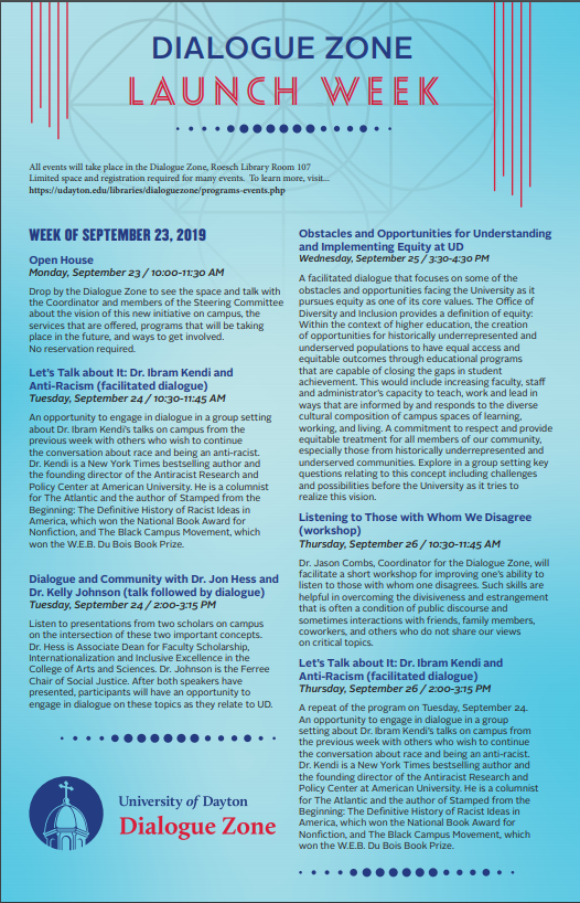 DialogueZone_UD's tweet image. Missed the Open House? No problem! Register today for a workshop or dialogue and visit the Dialogue Zone during the Blessing of @roeschlibrary  ow.ly/nTVv50wmMNy