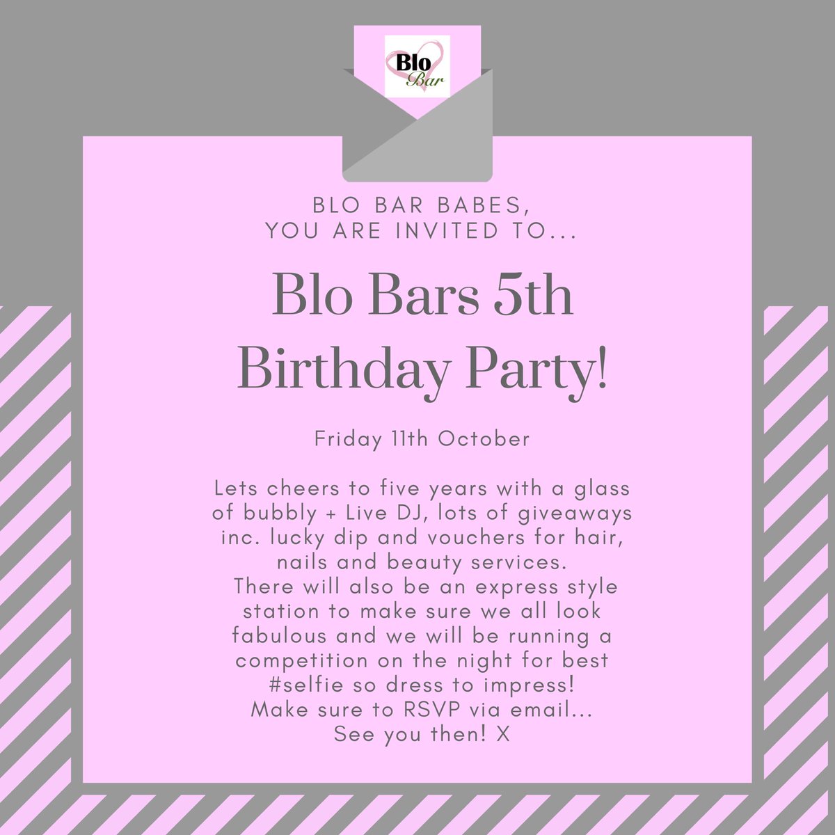 blo_bar's tweet photo. LETS CELEBRATE 🎉🎉🎉

If you would like to come to our not to be missed party on Friday 11th October, then please RSVP and drop us an email @: Info@blobarltd.com 

See you there! 💕 https://t.co/sOMOPwGlwh