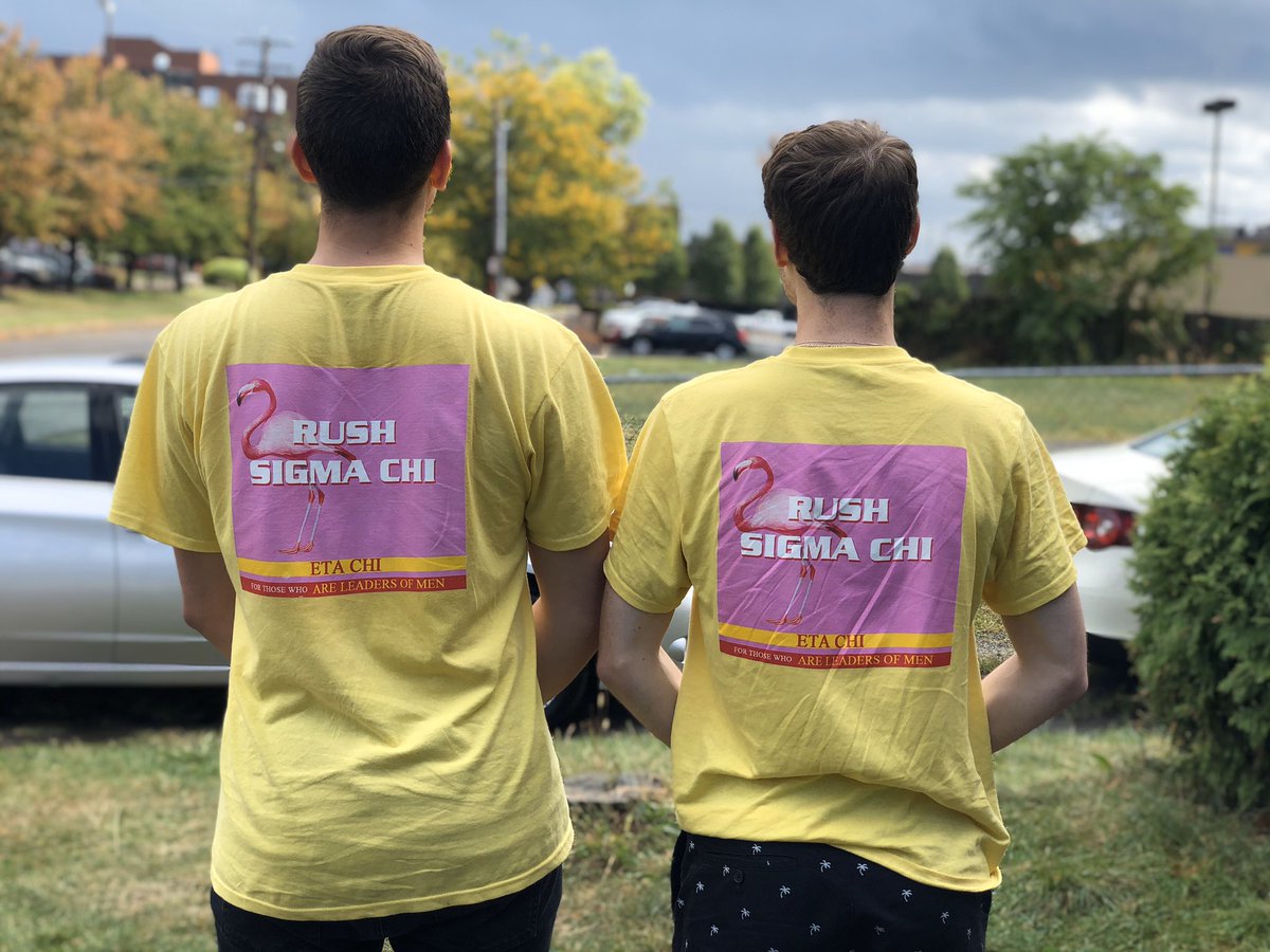 sigmachiysu's tweet photo. GIVEAWAY ALERT!!!!! 
Want a chance to win our rush shirts this year? Here’s how!
1.) Follow our twitter
2.) Retweet and Like this post
3.) Tag a friend
We will generate 2 winners this Friday, September 27th at 8pm. 
Good luck 😉 https://t.co/6eCCpkSE45
