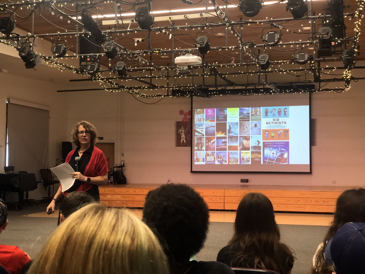 Nikcal88's tweet photo. Visiting author, Robin Stevenson, reminded our 5th-grade class that *kids* can/should be activists and stand up for what is right. ❤️ https://t.co/5tM0uVMRnD