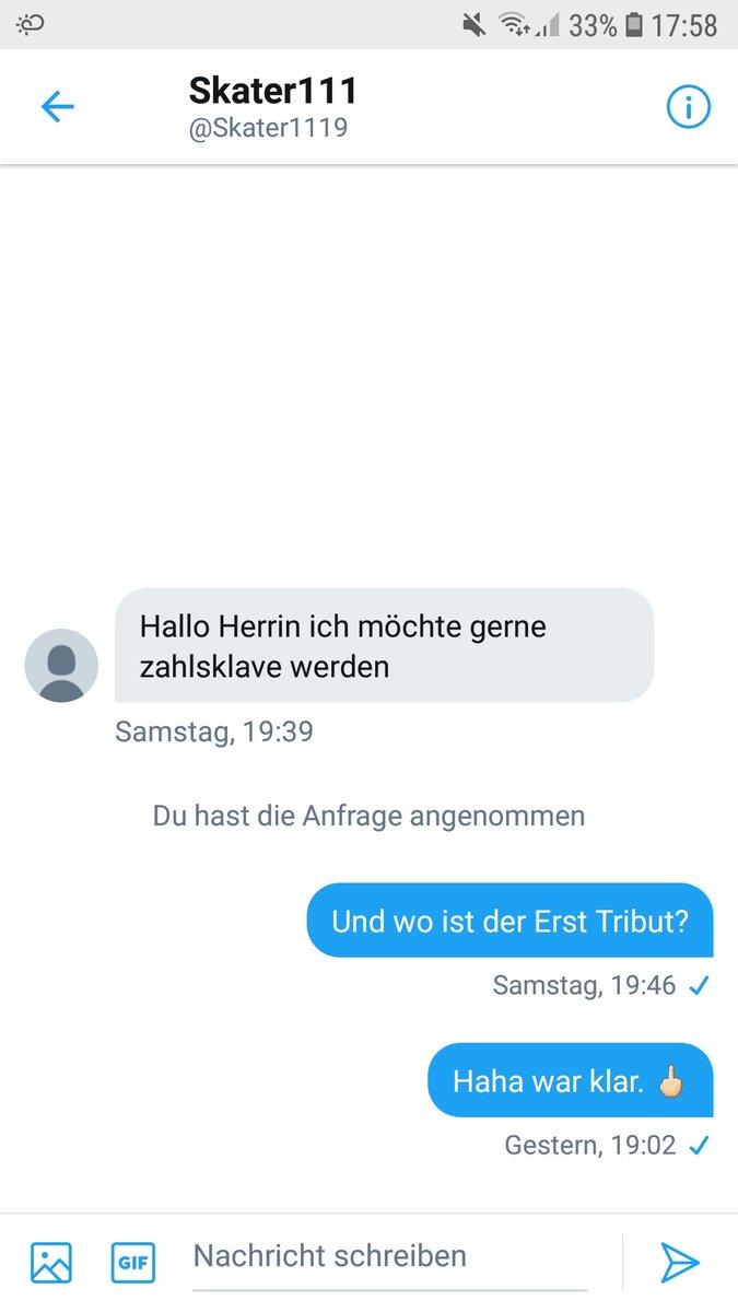 MistressAnna8's tweet photo. @Skater1119 will Zahlsklave werden. Aber nicht mal fähig Tribut zu zahlen. 🖕🏻 Scheiß Tastenwichser!

@FakedomHunter @FindomAdvice2 @help_findom @fake_findom @FFakesub @lic_ang https://t.co/DTnZazIGxl https://t.co/368IoUS1U1