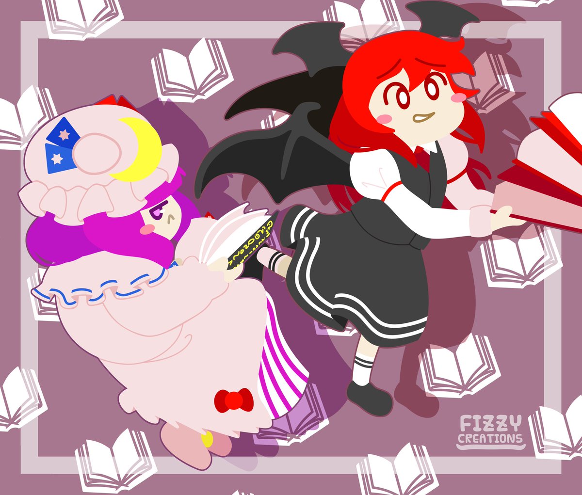 CreationsFizzy's tweet photo. Here's batch 2 of the EoSD chibis! Sorry Patchouili and Koakuma, you gotta share a spot! #touhou #touhou6 https://t.co/3bJZrtKJK6